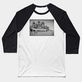 Palm Trees on Tropical Beach Shot on Black and White Film Baseball T-Shirt